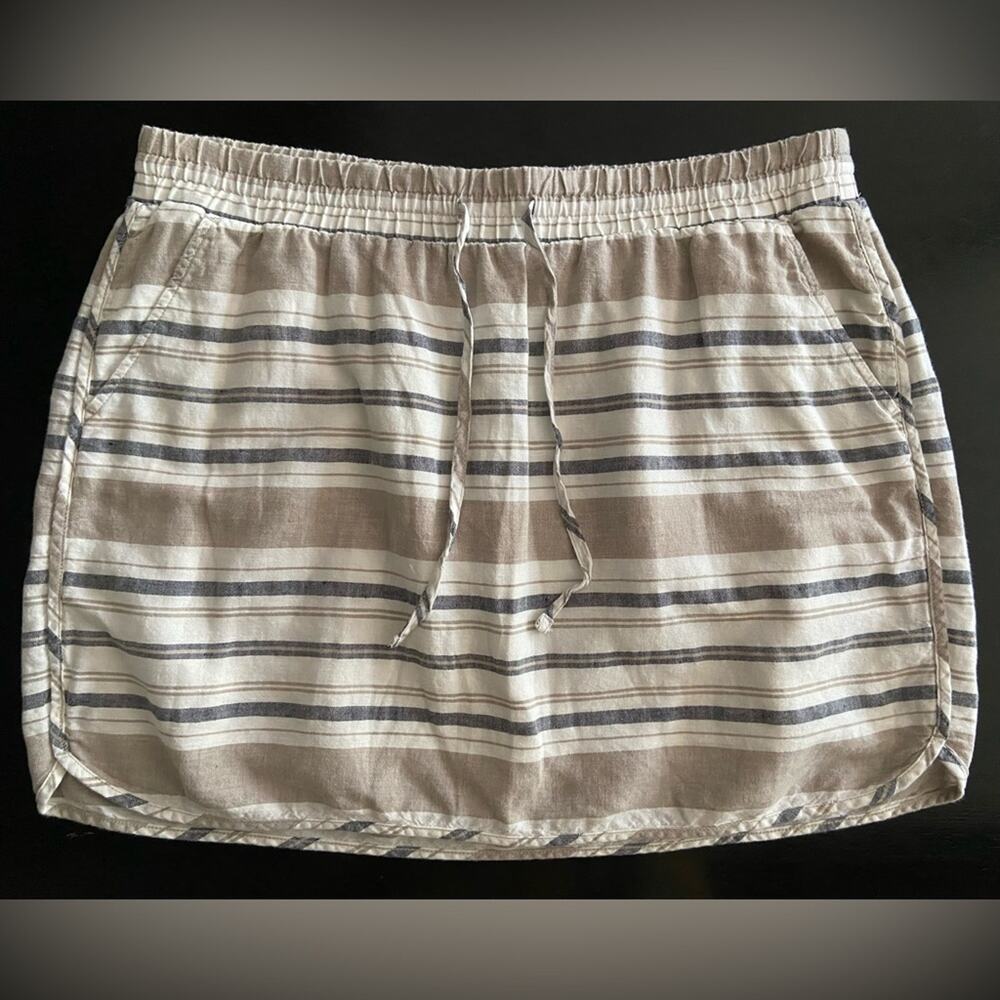 GAP Beige Neutral Stripe Linen/Cotton Skirt sz L